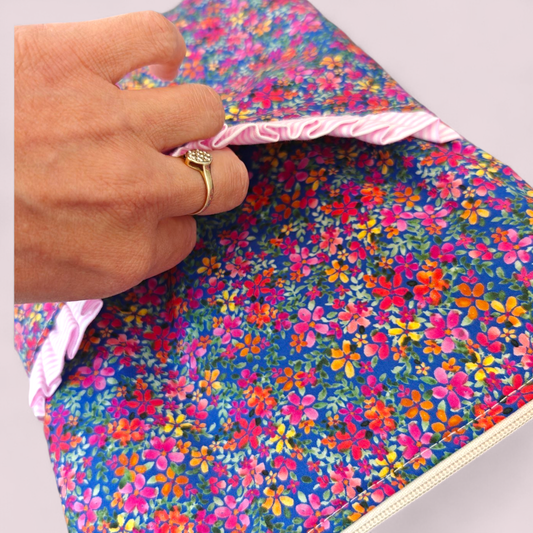 iPad Sleeve With Pocket | Multiple Sizes Available - Indigo Pinky Floral