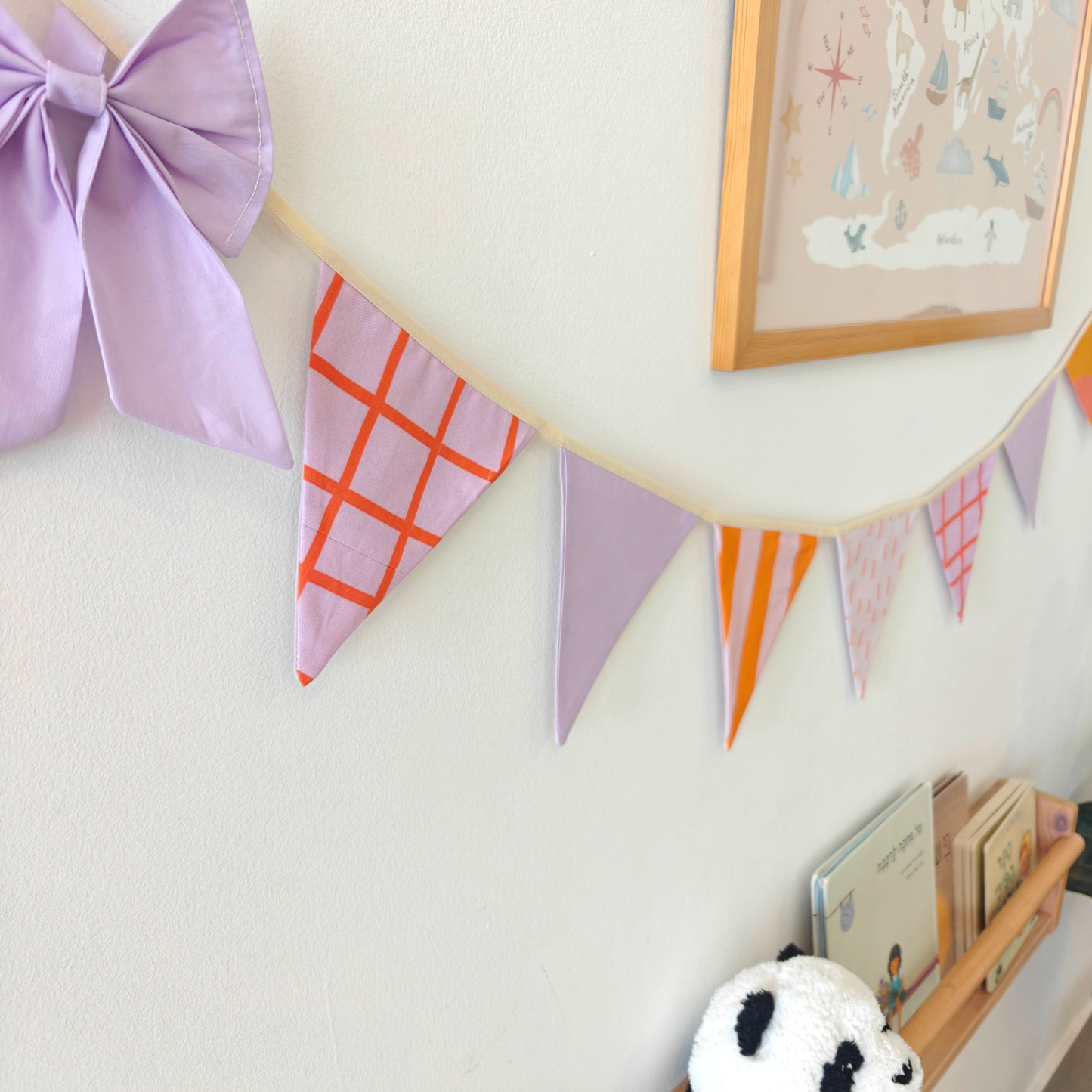 Kids Room Flags Bunting - Lavender & Tangerine