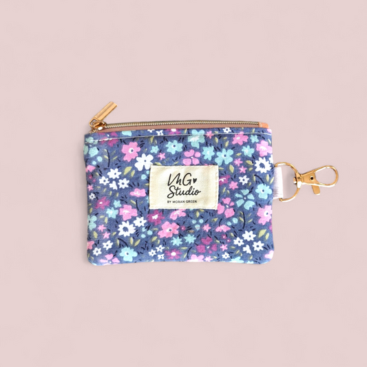 Keyring Zipper Pouch - Blue Floral