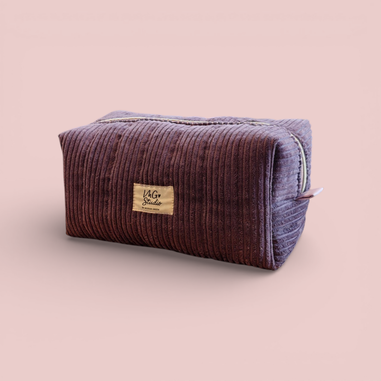 Quilted Makeup Bag - Dark Purple Corduroy