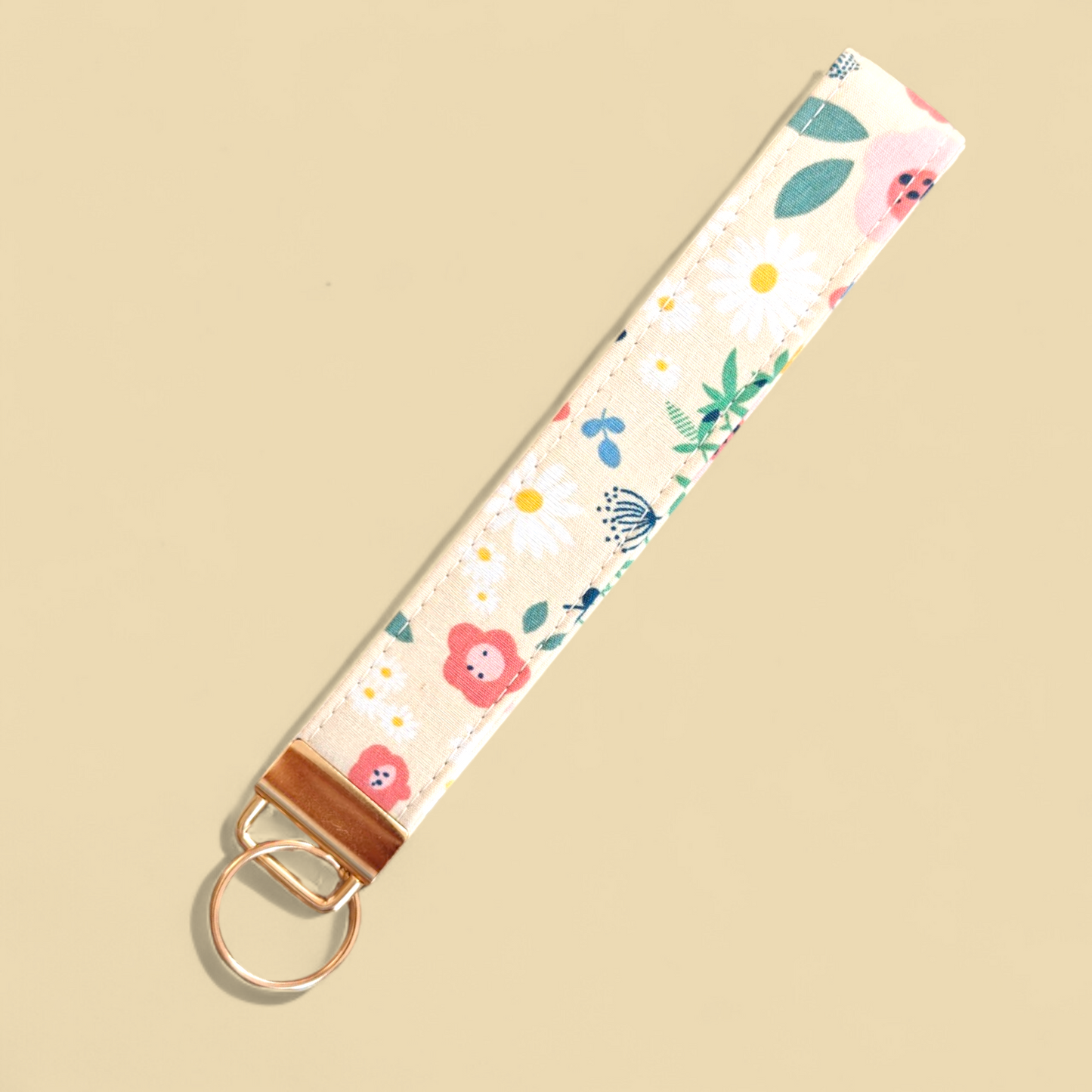 Wristlet Keychain - Floral Ivory