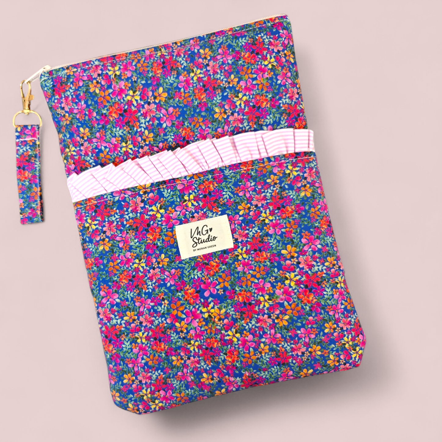 iPad Sleeve With Pocket | Multiple Sizes Available - Indigo Pinky Floral