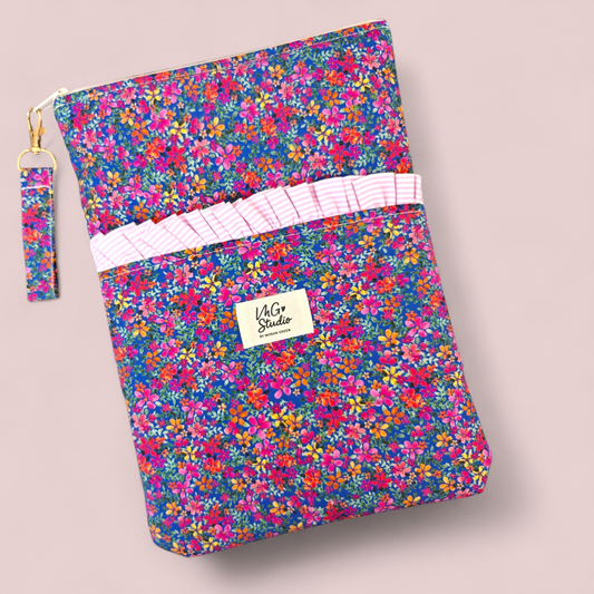 iPad Sleeve With Pocket | Multiple Sizes Available - Indigo Pinky Floral