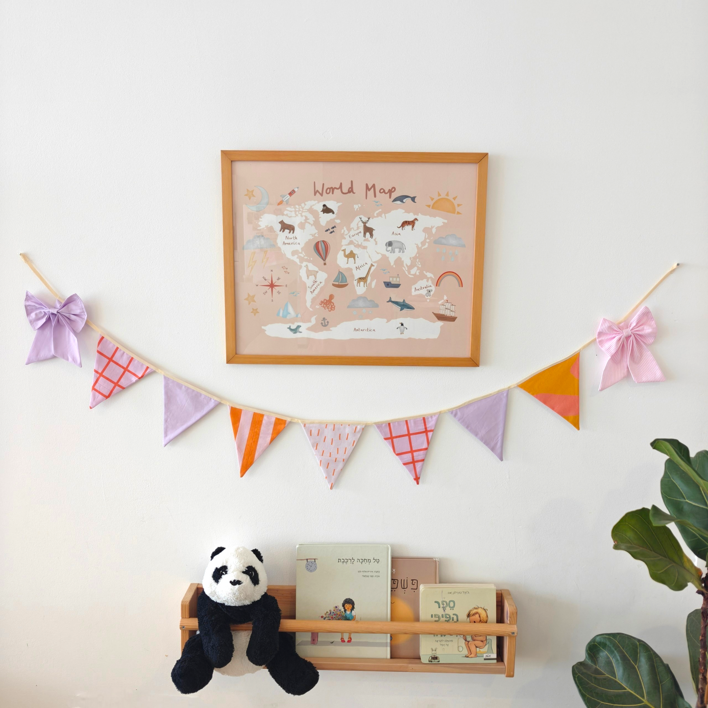 Kids Room Flags Bunting - Lavender & Tangerine