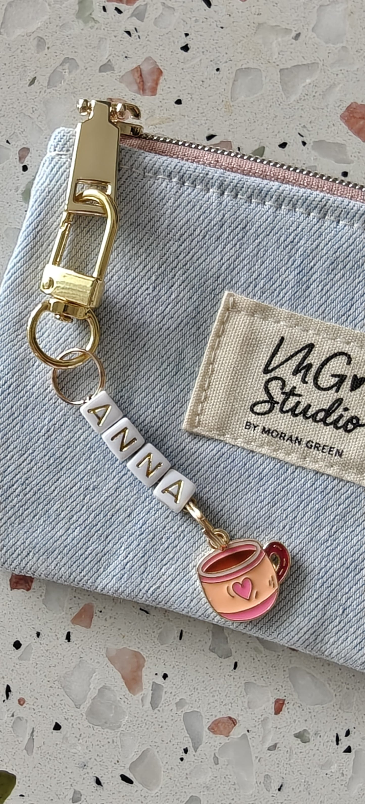 Keyring Zipper Pouch - Denim