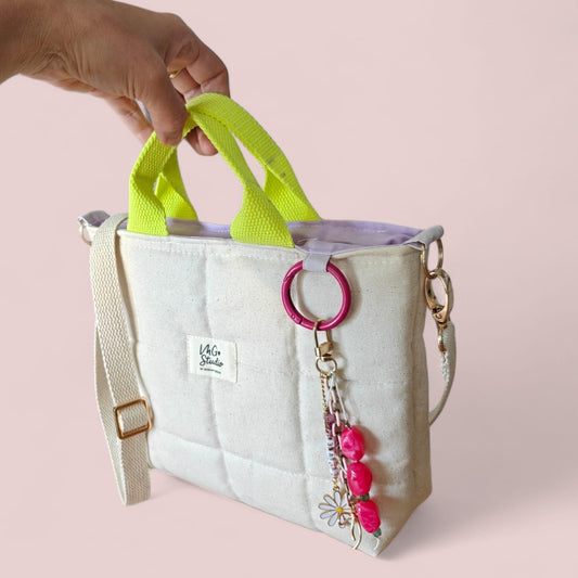 Mini Crossbody Tote Bag - Quilted Creamy