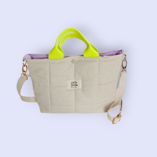 Mini Crossbody Tote Bag - Quilted Creamy