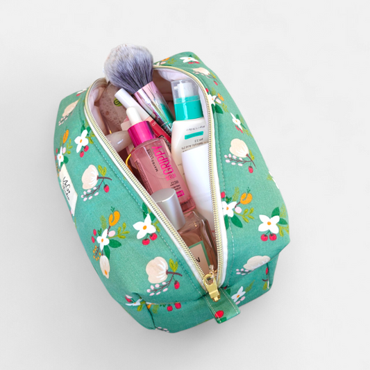 Padded Makeup Bag - Floral Green