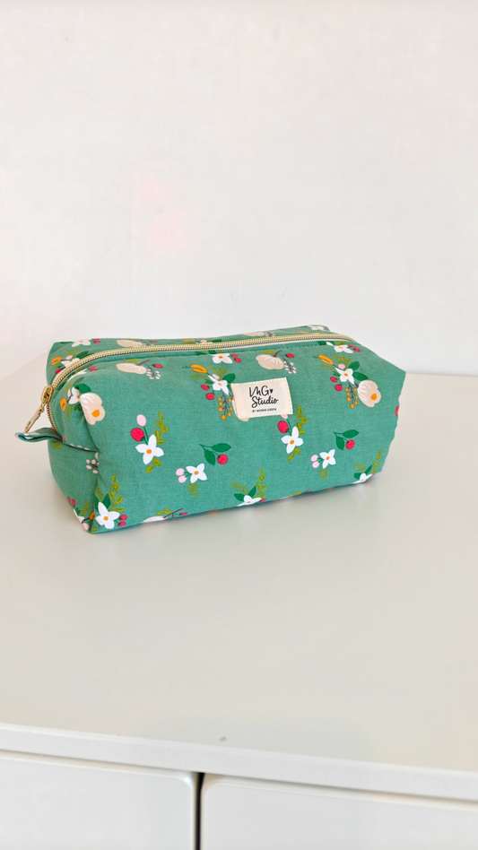 Padded Makeup Bag - Floral Green